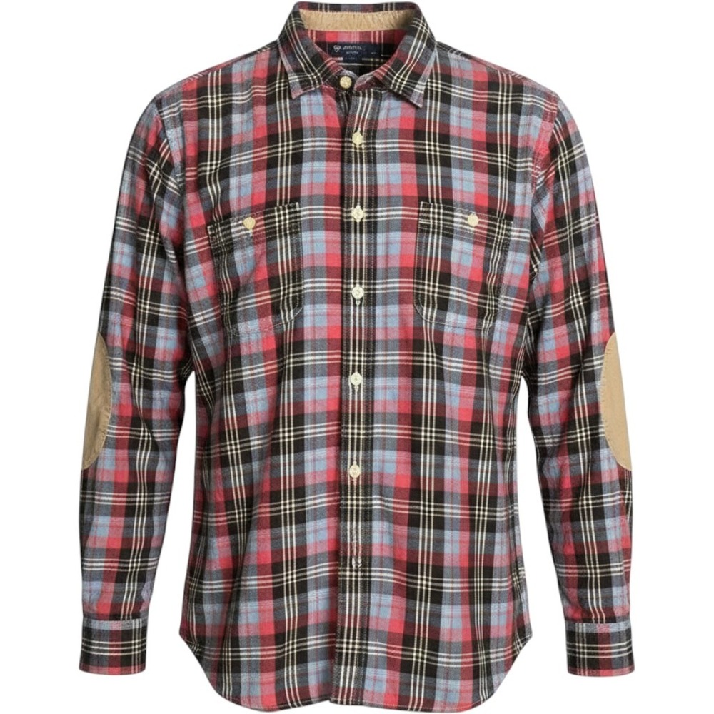 Cremieux Classics Plaid Elbow Patches Flannel Shirt Mens Large